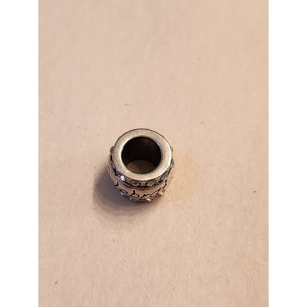 Brighton CELEBRATE Spacer Bead for Charm Bracelet Silver Plated w/ Crystals - Picture 3 of 3